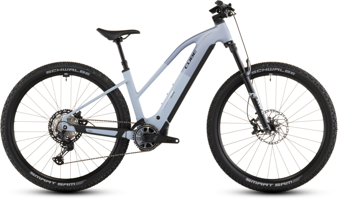 Cube Reaction Hybrid SLX 800 Wh gauzegrey´n´iceblue – Bicicleta Eléctrica de montaña 2026 Cuadro semiabierto