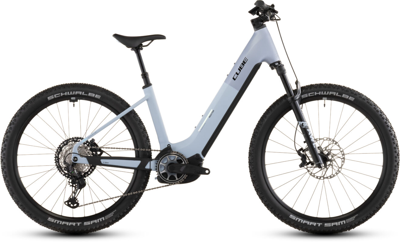 Cube Reaction Hybrid SLX 800 Wh gauzegrey´n´iceblue – Bicicleta Eléctrica de montaña 2026 Cuadro abierto