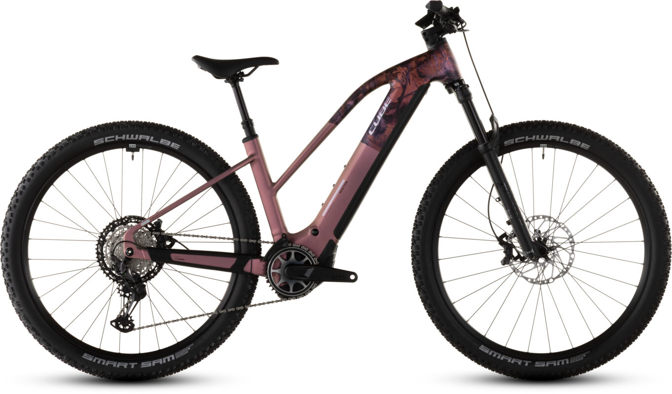 Cube Reaction Hybrid SLX 800 Wh shiftblush´n´art – Bicicleta Eléctrica de montaña 2026 Cuadro semiabierto