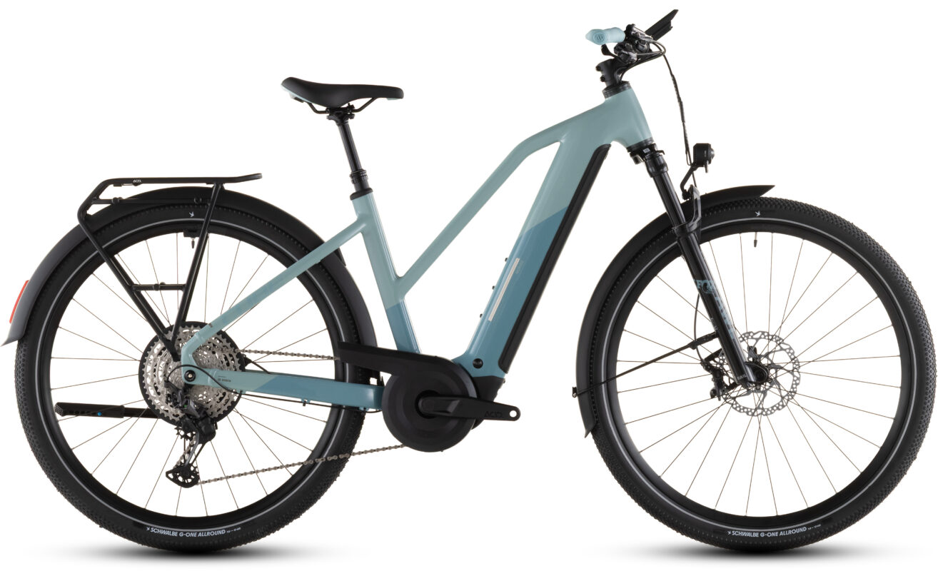 Cube Nuride Hybrid SLX 800 Wh skylight´n´arubablue – Bicicleta Eléctrica Trekking 2026 Cuadro semiabierto