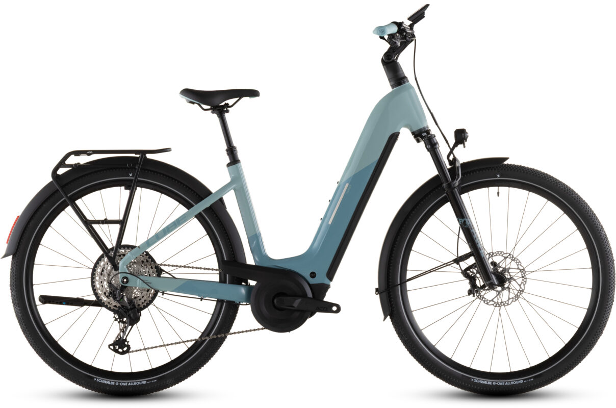 Cube Nuride Hybrid SLX 800 Wh skylight´n´arubablue – Bicicleta Eléctrica Trekking 2026 Cuadro abierto