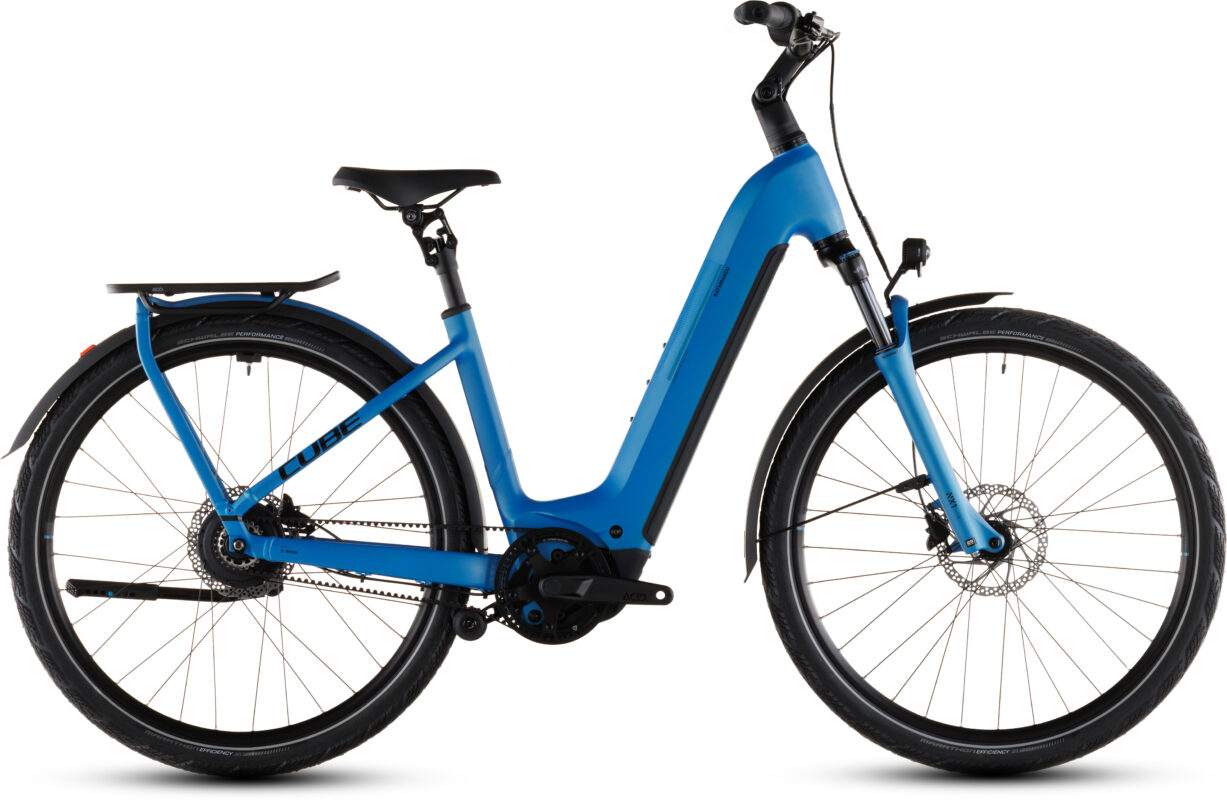 Cube Kathmandu Hybrid Comfort Pro 800 Wh azure´n´black – Bicicleta Eléctrica Trekking 2026 Cuadro abierto