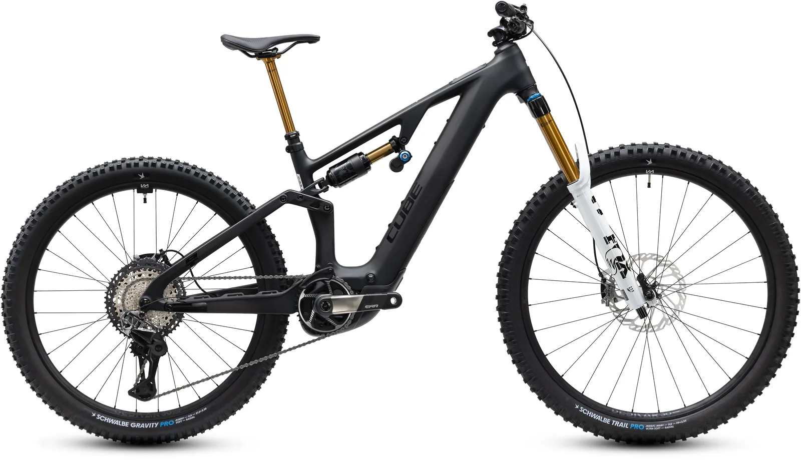 Cube AMS Hybrid 177 C:62 AT 600X carbon´n´white – Bicicleta Eléctrica de Montaña Doble Suspensión 2027 ebike.es Gran tienda de bicicletas eléctricas en España Bicicleta eléctrica Cube AMS Hybrid 177 C:62 AT 600X carbon´n´white – vista lateral | Ebike.es