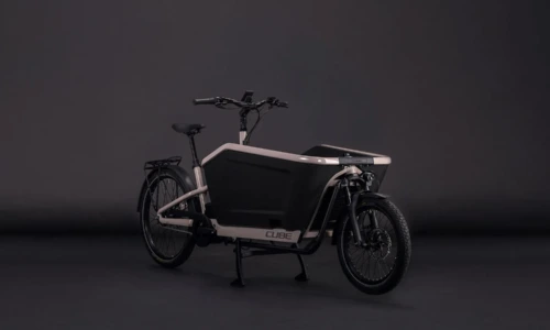 Bicicleta eléctrica Cube Cargo Hybrid Comfort Pro 800 oatgrey´n´reflex – vista frontal | Ebike.es