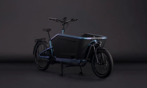 Bicicleta eléctrica Cube Cargo Hybrid Comfort Pro 800 smaragdgrey´n´reflex – vista frontal | Ebike.es