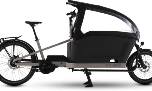 Bicicleta eléctrica Cube Cargo Hybrid Comfort Pro Family 800 oatgrey´n´reflex – vista lateral | Ebike.es