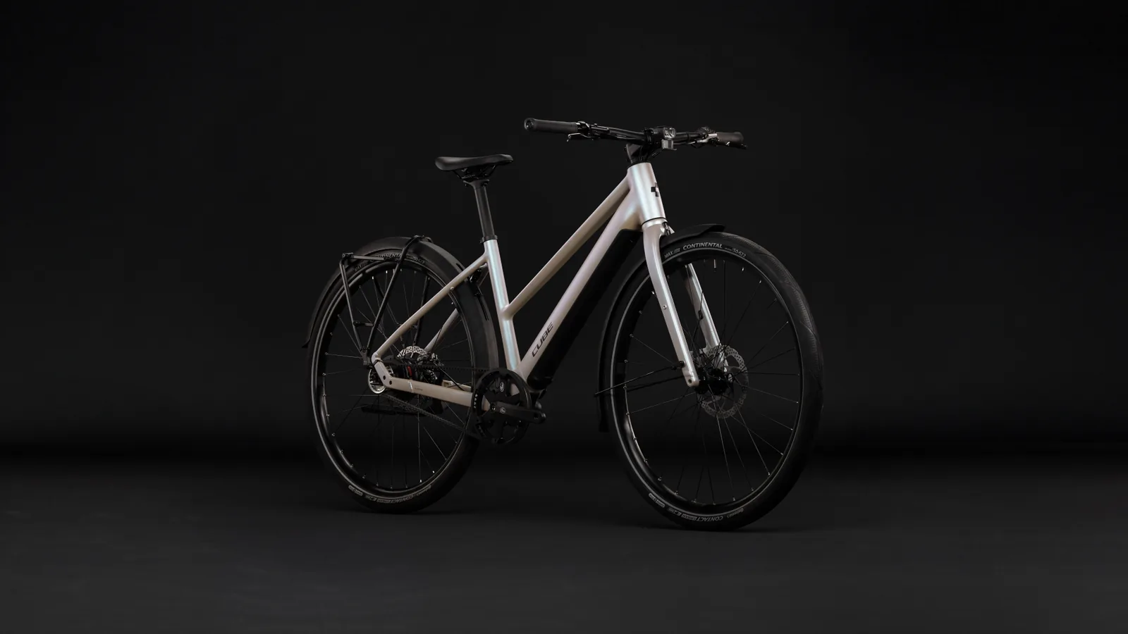 Cube Editor Hybrid Pro 360 FE glintsand´n´black – Bicicleta Eléctrica Urbana 2027 Cuadro semiabierto ebike.es Gran tienda de bicicletas eléctricas en España 2 Bicicleta eléctrica Cube Editor Hybrid Pro 360 FE glintsand´n´black Cuadro semiabierto – vista frontal | Ebike.es