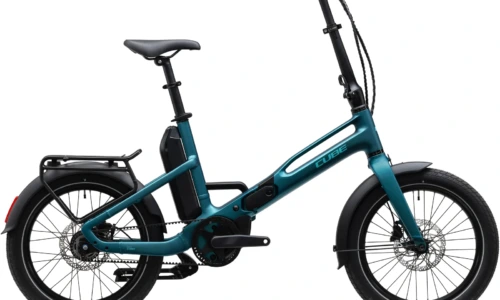 Bicicleta eléctrica Cube Fold Hybrid Deluxe 540 metallicpetrol´n´sea – vista lateral | Ebike.es