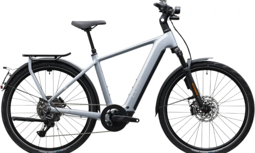 Bicicleta eléctrica Cube Kathmandu Hybrid 45 800 slategrey´n´chrome Barra alta – vista lateral | Ebike.es