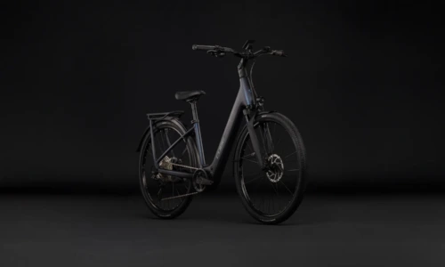 Bicicleta eléctrica Cube Kathmandu Hybrid C:62 Pro 400X liquidsteel´n´prizm Cuadro abierto – vista frontal | Ebike.es