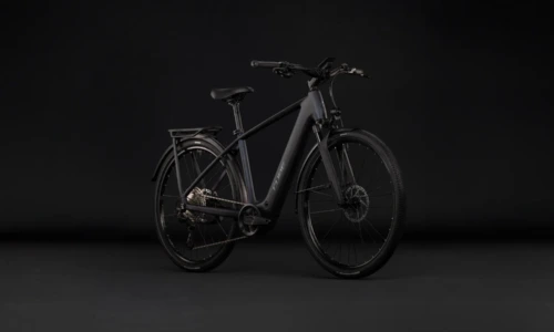 Bicicleta eléctrica Cube Kathmandu Hybrid C:62 Pro 400X liquidsteel´n´prizm Barra alta – vista frontal | Ebike.es