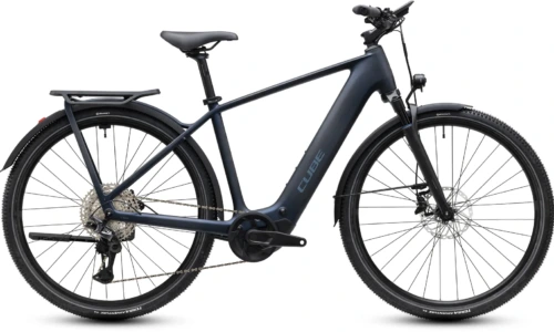 Bicicleta eléctrica Cube Kathmandu Hybrid C:62 Pro 400X liquidsteel´n´prizm Barra alta – vista lateral | Ebike.es