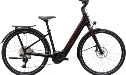 Bicicleta eléctrica Cube Kathmandu Hybrid C:62 SLX 400X liquidred´n´red Cuadro abierto – vista lateral | Ebike.es