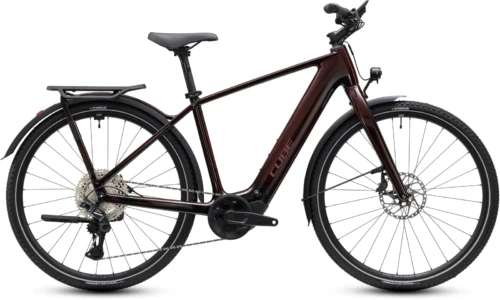 Bicicleta eléctrica Cube Kathmandu Hybrid C:62 SLX 400X liquidred´n´red Barra alta – vista lateral | Ebike.es