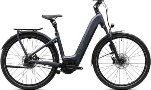 Bicicleta eléctrica Cube Kathmandu Hybrid Deluxe EXC 800 stealthgrey´n´grey Cuadro abierto – vista lateral | Ebike.es