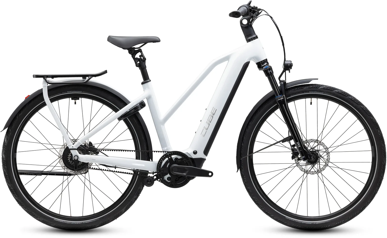 Cube Kathmandu Hybrid Deluxe Pro 800 Wh metallicwhite´n´chrome – Bicicleta Eléctrica Trekking 2027 Cuadro semiabierto