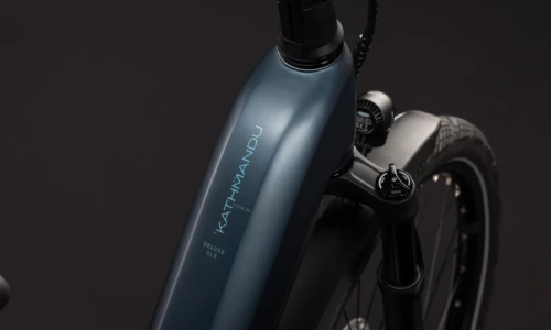 Bicicleta eléctrica Cube Kathmandu Hybrid Deluxe SLX 800 mineralblue´n´blue Cuadro abierto – detalle 1 | Ebike.es