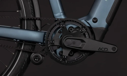 Bicicleta eléctrica Cube Kathmandu Hybrid Deluxe SLX 800 mineralblue´n´blue Cuadro semiabierto – detalle 3 | Ebike.es