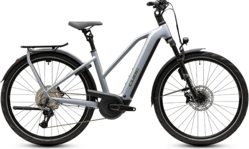 Bicicleta eléctrica Cube Kathmandu Hybrid EXC 800 slategrey´n´chrome Cuadro semiabierto – vista lateral | Ebike.es