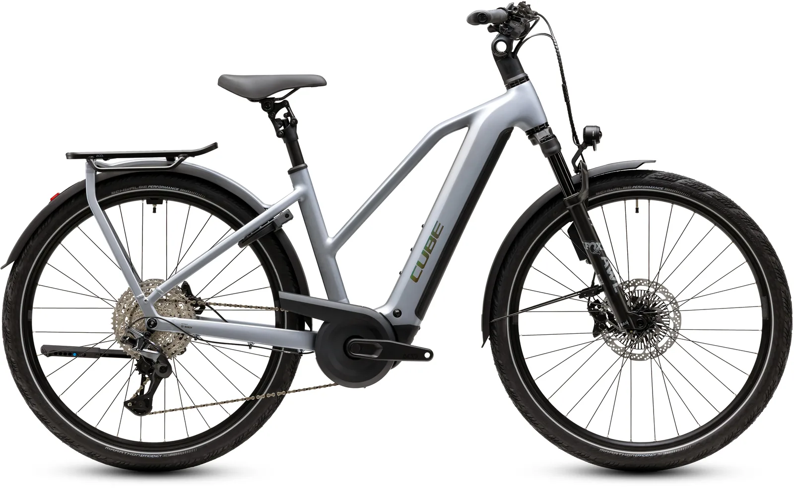Cube Kathmandu Hybrid EXC 800 Wh slategrey´n´chrome – Bicicleta Eléctrica Trekking 2027 Cuadro semiabierto