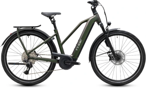 Bicicleta eléctrica Cube Kathmandu Hybrid EXC 800 stellar´n´chrome Cuadro semiabierto – vista lateral | Ebike.es