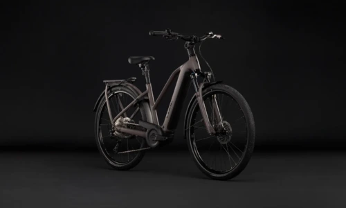 Bicicleta eléctrica Cube Kathmandu Hybrid ONE 800 cedar´n´chrome Cuadro semiabierto – vista frontal | Ebike.es