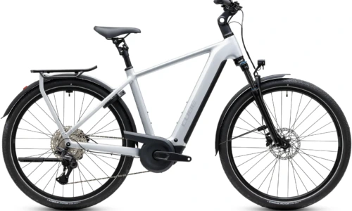Bicicleta eléctrica Cube Kathmandu Hybrid ONE 800 silverstar´n´reflex Barra alta – vista lateral | Ebike.es