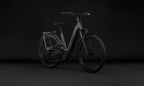 Bicicleta eléctrica Cube Kathmandu Hybrid ONE11 HPC Pro 800 slabgrey´n´black Cuadro abierto – vista frontal | Ebike.es
