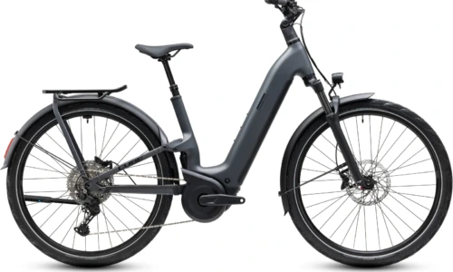 Bicicleta eléctrica Cube Kathmandu Hybrid ONE11 HPC Pro 800 slabgrey´n´black Cuadro abierto – vista lateral | Ebike.es