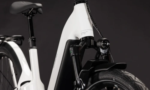 Bicicleta eléctrica Cube Kathmandu Hybrid ONE11 HPC SLX 800 metallicwhite´n´prizm Cuadro abierto – detalle 5 | Ebike.es