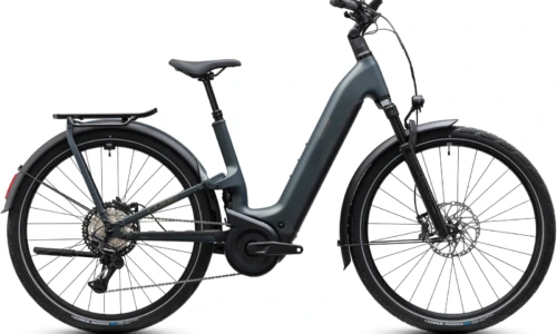 Bicicleta eléctrica Cube Kathmandu Hybrid ONE11 HPC SLX 800 sagebrushgreen´n´chrome Cuadro abierto – vista lateral | Ebike.es