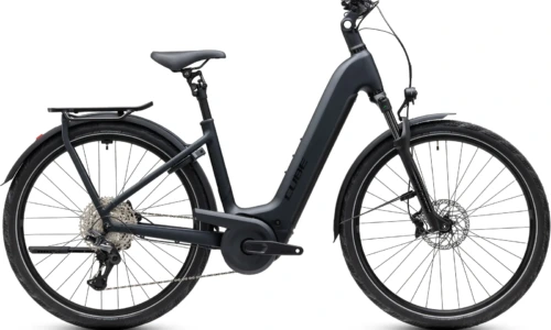Bicicleta eléctrica Cube Kathmandu Hybrid Pro 800 coal´n´black Cuadro abierto – vista lateral | Ebike.es