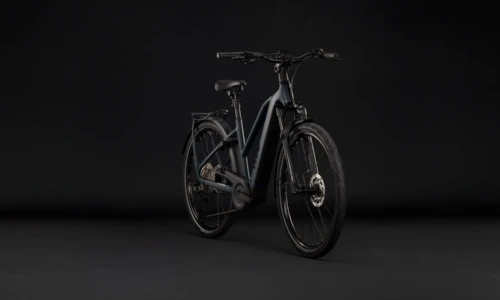 Bicicleta eléctrica Cube Kathmandu Hybrid Pro 800 coal´n´black Cuadro semiabierto – vista frontal | Ebike.es