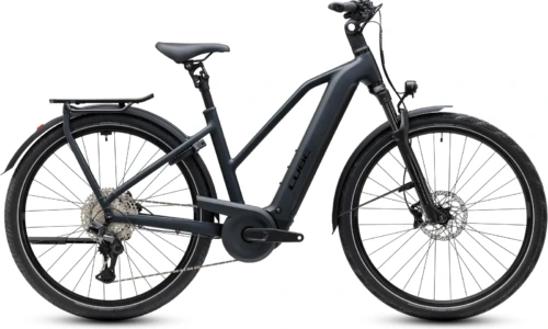 Bicicleta eléctrica Cube Kathmandu Hybrid Pro 800 coal´n´black Cuadro semiabierto – vista lateral | Ebike.es