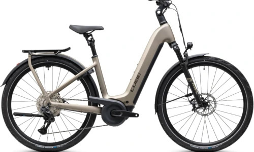 Bicicleta eléctrica Cube Kathmandu Hybrid SLX 800 flashstone´n´chrome Cuadro abierto – vista lateral | Ebike.es