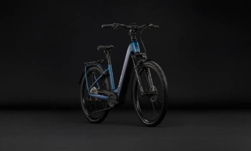 Bicicleta eléctrica Cube Kathmandu Hybrid SLX 800 nebula´n´prizm Cuadro abierto – vista frontal | Ebike.es