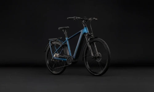 Bicicleta eléctrica Cube Kathmandu Hybrid SLX 800 nebula´n´prizm Barra alta – vista frontal | Ebike.es