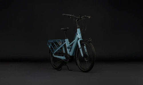 Bicicleta eléctrica Cube Longtail Hybrid 800 arubablue´n´blue – vista frontal | Ebike.es