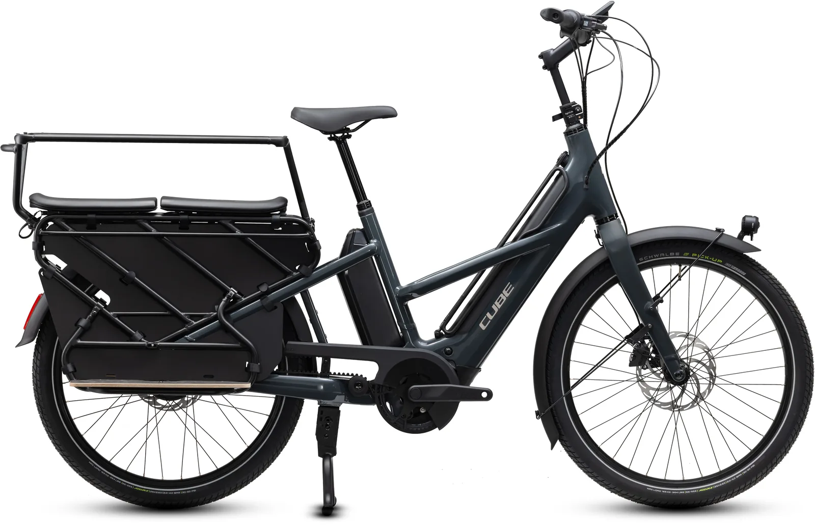 Cube Longtail Hybrid Deluxe Family 800 Wh shadowgrey´n´grey – Bicicleta Eléctrica de Carga 2027 ebike.es Gran tienda de bicicletas eléctricas en España Bicicleta eléctrica Cube Longtail Hybrid Deluxe Family 800 shadowgrey´n´grey – vista lateral | Ebike.es