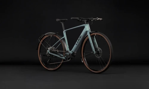 Bicicleta eléctrica Cube Nulane Hybrid C:62 Race 400X FE seagrey´n´black – vista frontal | Ebike.es