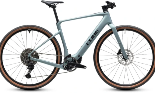 Bicicleta eléctrica Cube Nulane Hybrid C:62 Race 400X seagrey´n´black – vista lateral | Ebike.es