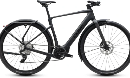 Bicicleta eléctrica Cube Nulane Hybrid C:62 SLX 400X FE mineralblack´n´orange – vista lateral | Ebike.es