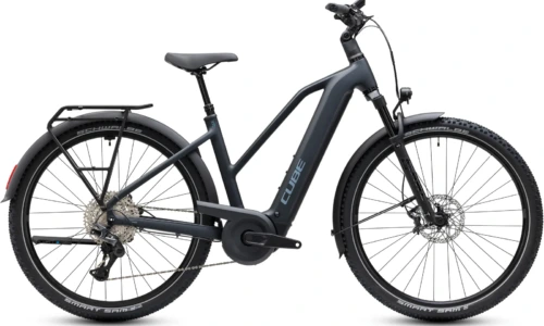 Bicicleta eléctrica Cube Nuride Hybrid EXC 800 coal´n´chrome Cuadro semiabierto – vista lateral | Ebike.es