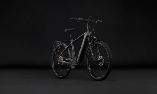 Bicicleta eléctrica Cube Nuride Hybrid EXC 800 coal´n´chrome Barra alta – vista frontal | Ebike.es