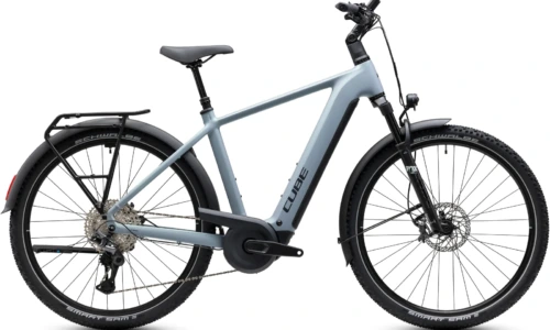 Bicicleta eléctrica Cube Nuride Hybrid EXC 800 seagrey´n´black Barra alta – vista lateral | Ebike.es