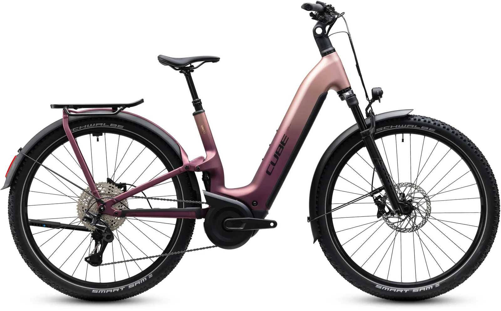 Cube Nuride Hybrid ONE11 HPC SLX 800 Wh mauve´n´black – Bicicleta Eléctrica Trekking 2027 Cuadro abierto