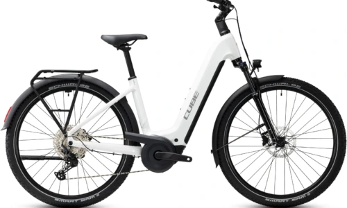 Bicicleta eléctrica Cube Nuride Hybrid Performance 720 metallicwhite´n´grey Cuadro abierto – vista lateral | Ebike.es