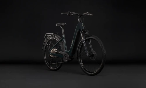 Bicicleta eléctrica Cube Nuride Hybrid Performance 720 shadowgrey´n´grey Cuadro abierto – vista frontal | Ebike.es