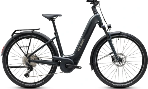 Bicicleta eléctrica Cube Nuride Hybrid Performance 720 shadowgrey´n´grey Cuadro abierto – vista lateral | Ebike.es