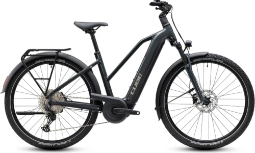 Bicicleta eléctrica Cube Nuride Hybrid Performance 720 shadowgrey´n´grey Cuadro semiabierto – vista lateral | Ebike.es